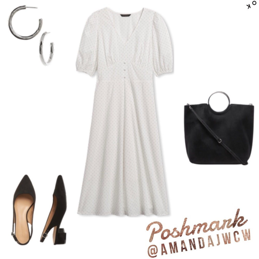 Banana Republic Classic Midi Dress - White - NWT - Picture 4 of 14